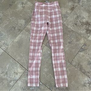 Princess Polly Plaid Checkered Pants Stretch Side Zip US 4 Ankle